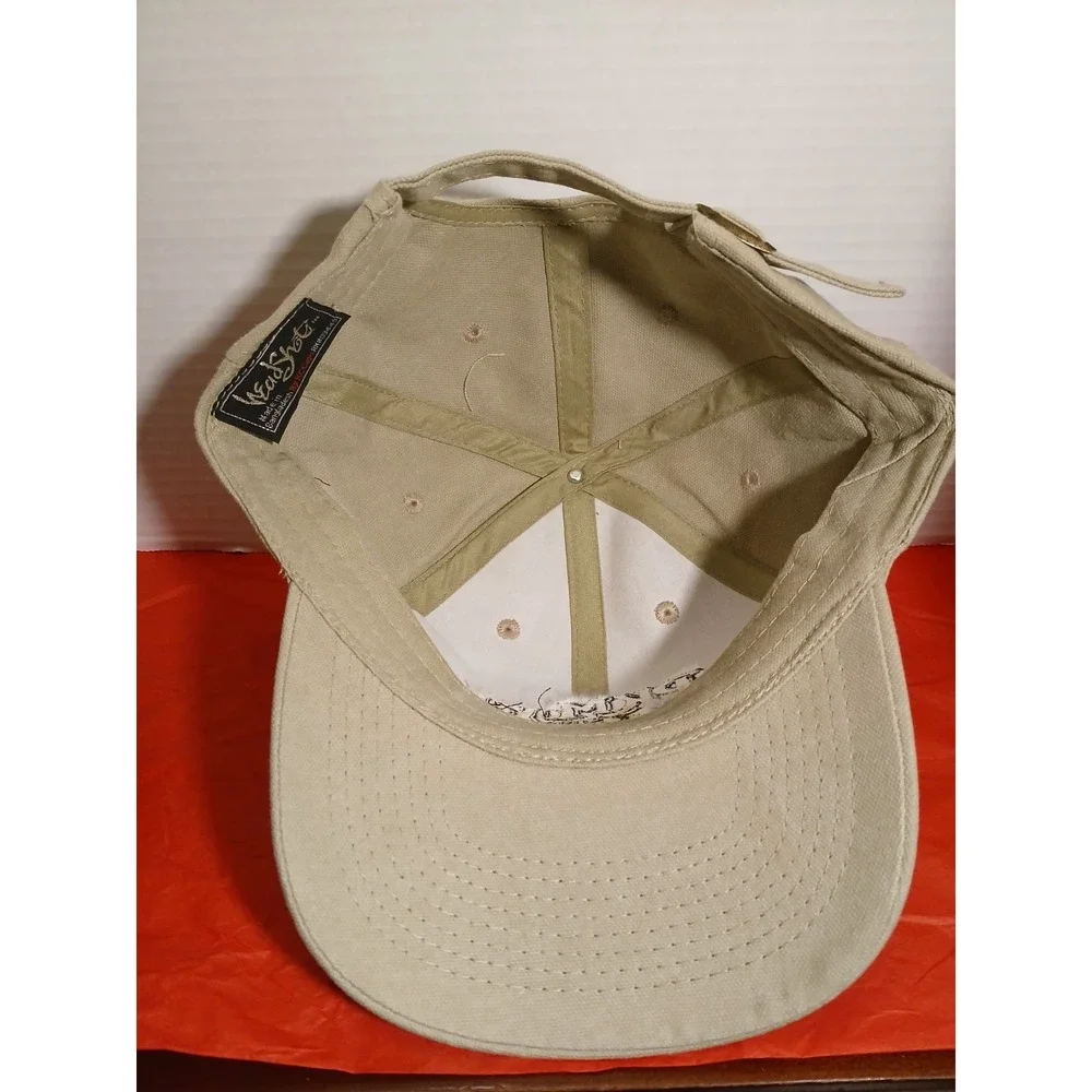 P.K Moyer & Sons Construction Cap  Adjustable Snap Strap American Flag Tan Men's